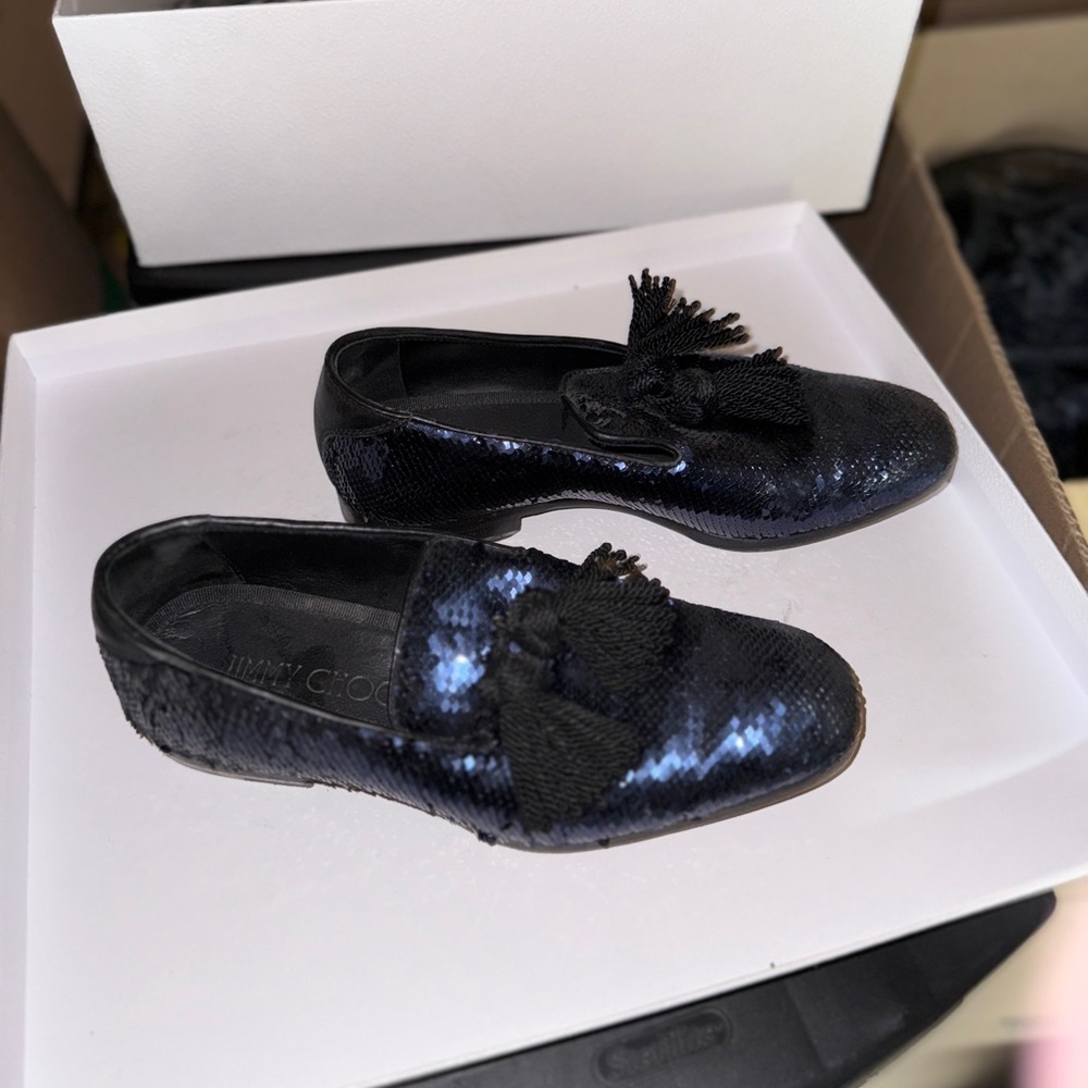 Jimmy Choo Women's Sparkling Black Loafers